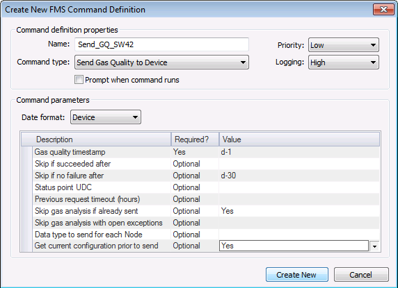 Create New FMS Command Definition